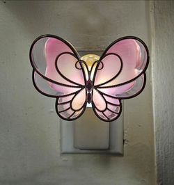 Bath & Body Works pink & silver butterfly nightlight wallflower