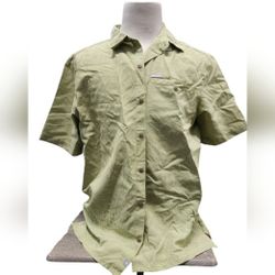 Columbia Size 2X Green White Plaid Button Down Shirt