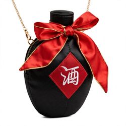 Moving Sale - Black Sake Gourd Crossbody Bag with Scarf Bow