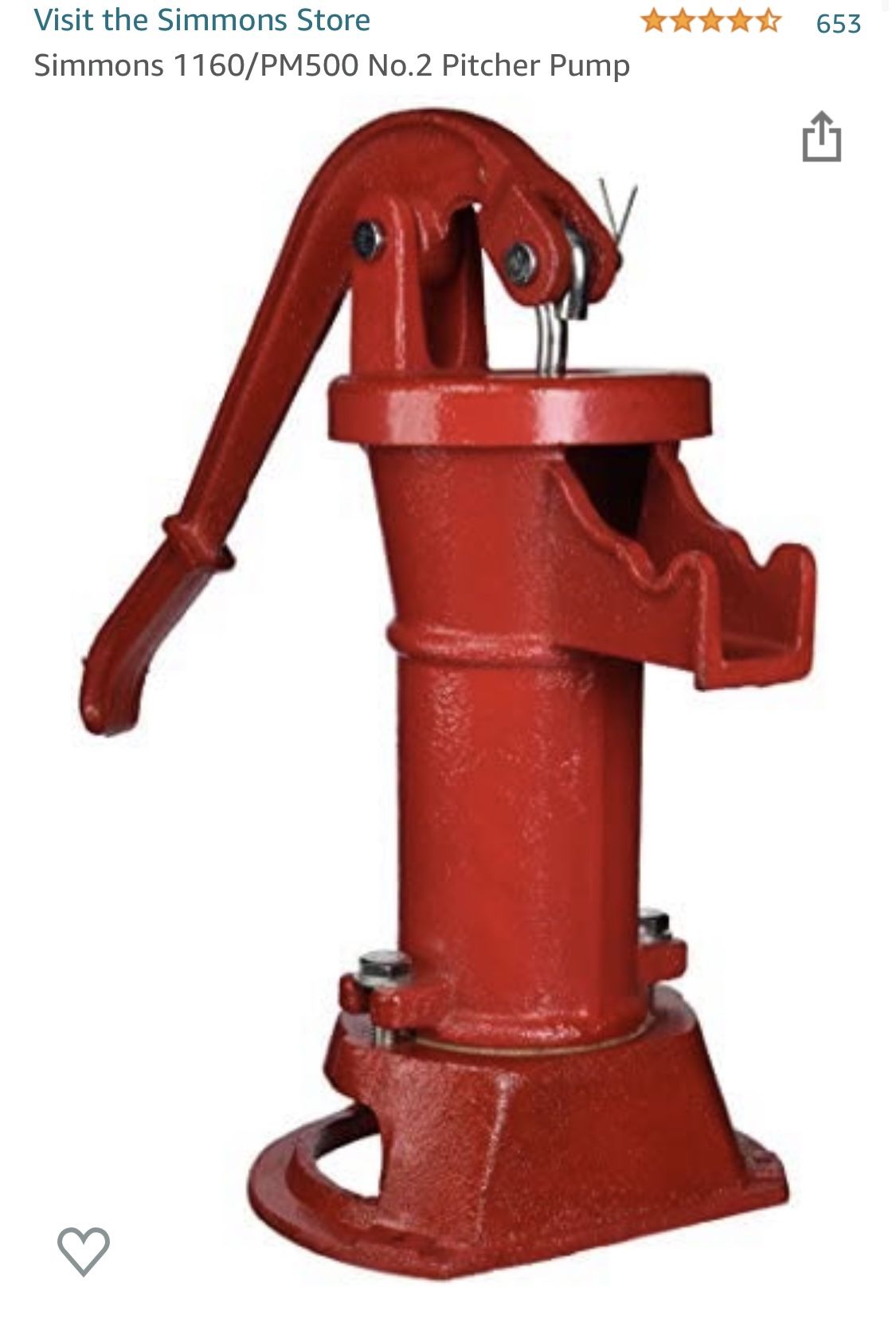 Simmons 1160/PM500 No.2 Pitcher Pump