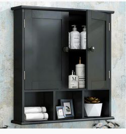 Black Wall-Mounted Bathroom Storage Cabinet