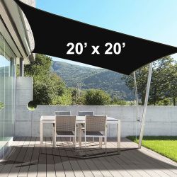 Brand New $65 X-Large Square 20x20 ft Sun Shade Sail with Ropes, 3 Colors (Beige, Gray, Black)