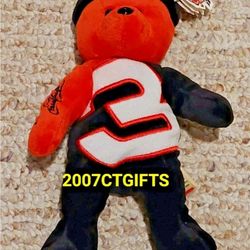 VINTAGE OFFICIAL 2000 TEAM SPEED BEARS AUTHENTIC 8" NASCAR'S DALE EARNHARDT SR. PLUSH BEANIE BEAR.