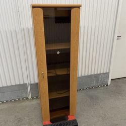 Oak Display Cabinet w/ Glass Door & Light – 57.5” Tall – $105 (Cash Only)