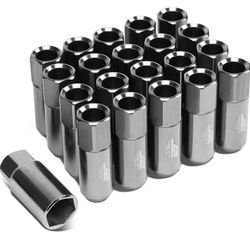  Aluminum M12X1.5 20Pcs L: 60mm Open End Lug Nut w/Socket Adapter