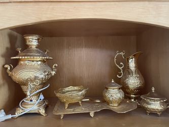 Gold Electric Persian Samovar Tea Kettle Set
