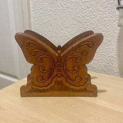 Carved Wood Butterfly Napkin Holder/Letter Holder Boho/Kitchen/Home/Office Decor🦋🪵