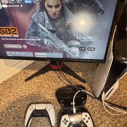 Ps5 slim(dallas tx), dual shock ps5 controller,and dual sense edge ps5 controller with paddles and 120 hz monitor