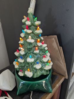 Vintage Ceramic Christmas Tree with Multicolor Lights