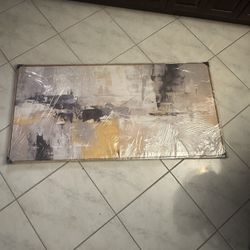 NEW Extra Large Black White and Gold Wall Art Abstract Oil Painting on Canvas Picture 58x29