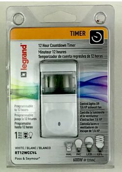 New LEGRAND 12 Hour Digital Countdown Timer Programmable Light Switch RT12WCCV4