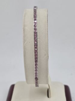 14k white gold 6.75" pink gemstone bracelet