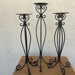 Candle Holders (3) Wrought Iron