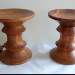 Eames Era Style A Wooden Stools Pair Or Separate $1200 Each
