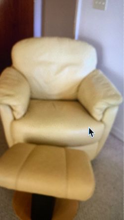 Soft Comfortable leather chair and ottoman 275.