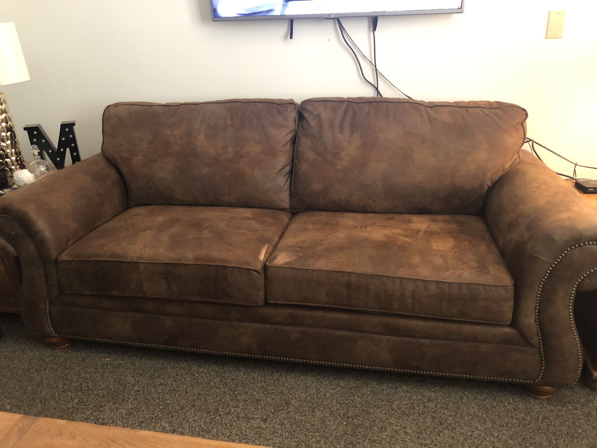 Micro suede Brown Full size Couch