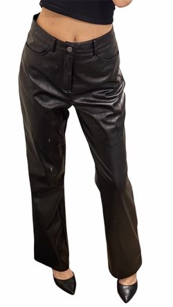 Black Faux Leather Straight-Leg Pants