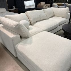 “Cloud” Sectional Sofa Modular Chaise with Ottoman 