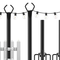 2 Pack String Light Poles, 4 Ft Light Poles for Outside String