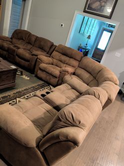 Two Double Reclining Sofas, Single Recliner and Corner Sofa