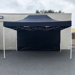 (New) $160 Heavy Duty EZ Pop-up Canopy 10 x 15 FT with (1 Sidewall, Carry Bag) White or Black