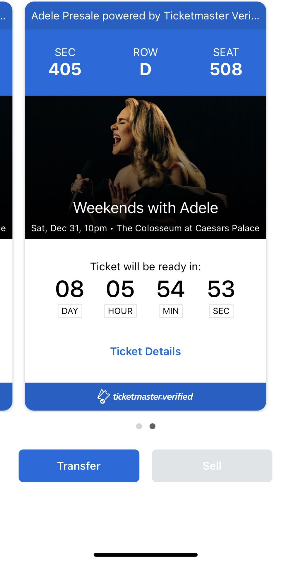 Adele Concert Tickets 12/31 Caesars Palace