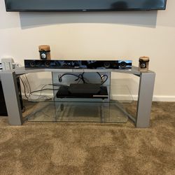 Tv Entertainment Center W/ 2 Glass Shelves 