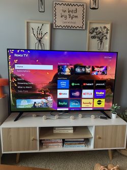 55” Roku Smart TV + Modern TV Stand – Can Sell Separately