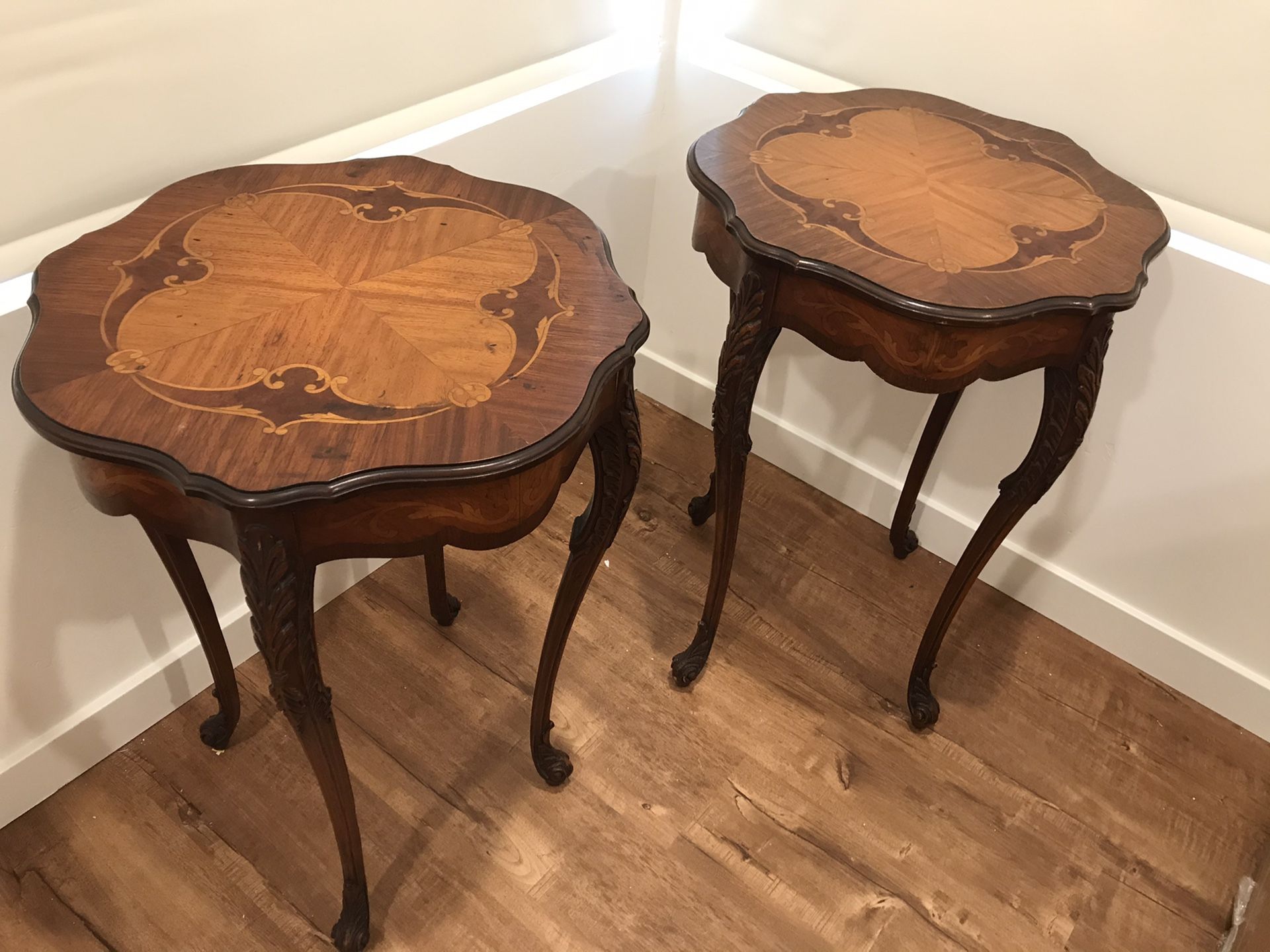 Antique inlay side tables