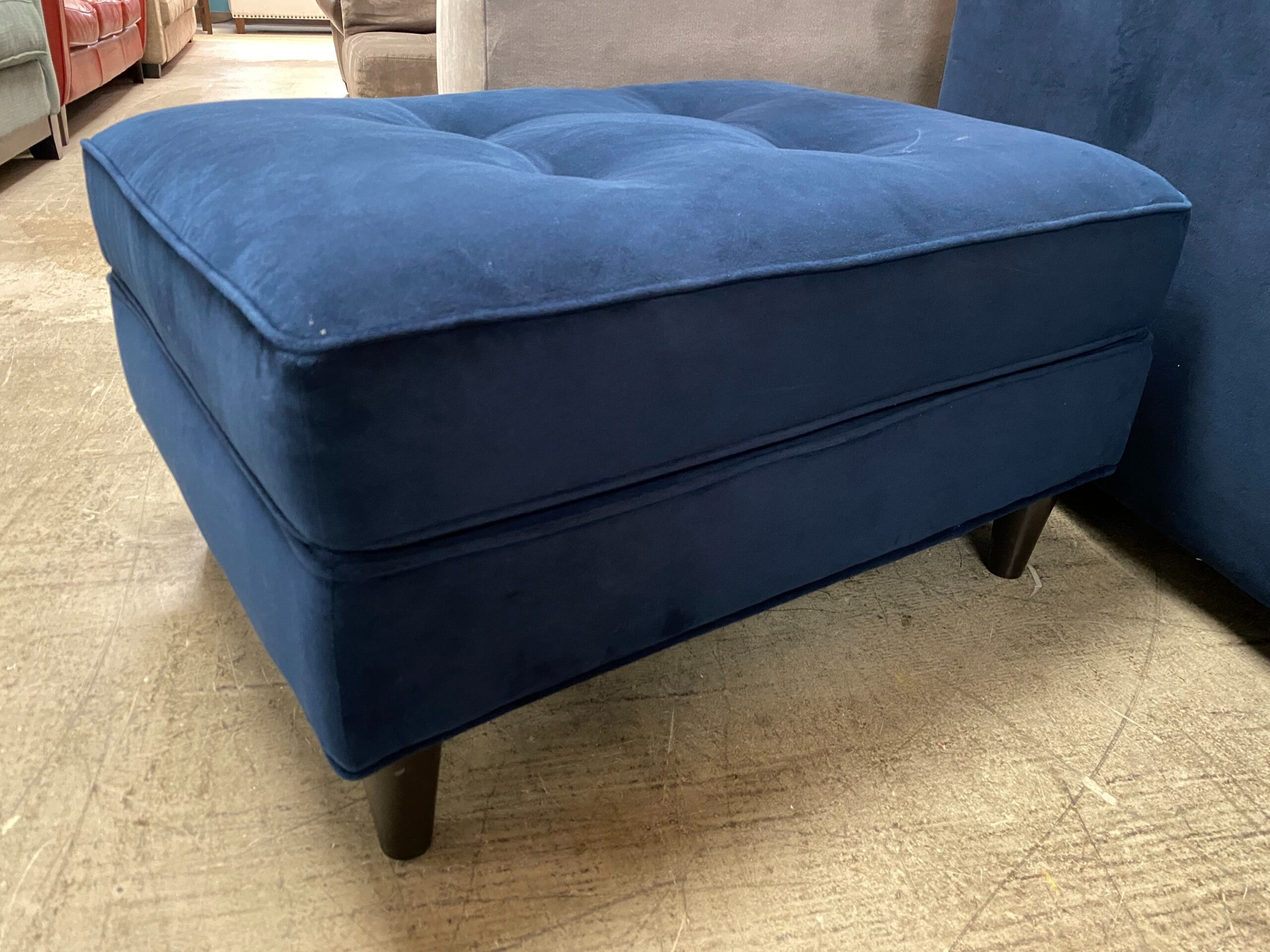JONATHAN LOUIS Dark Blue Tufted Ottoman