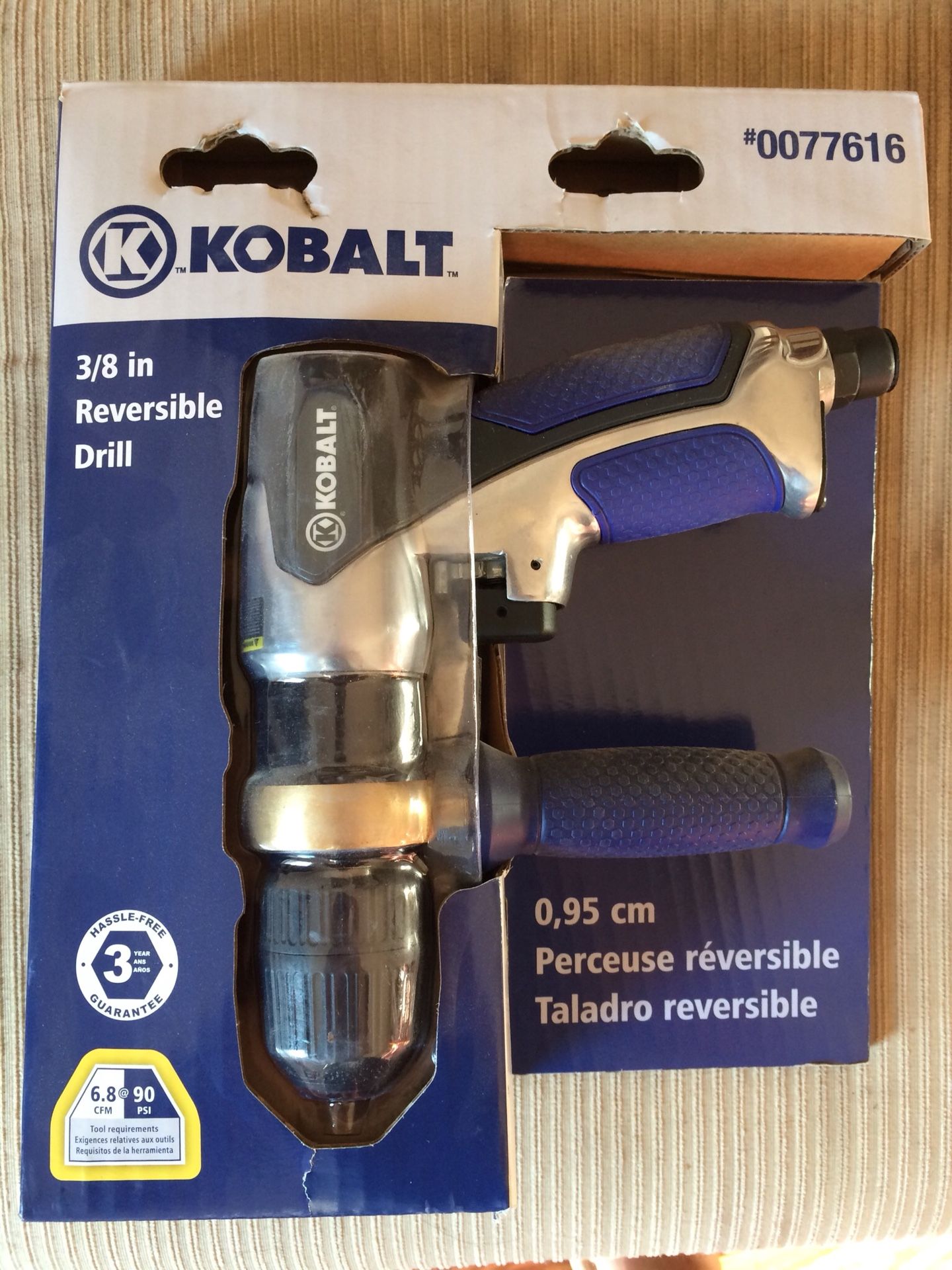 Kobalt 3/8 Drill Reversible Rocker Pneumatic Air Tool 3/8 Keyless Chuck Drill