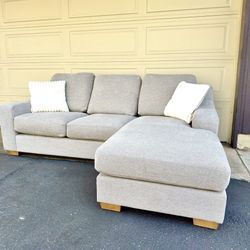 Gray Reversible Thomasville Sectional Couch Sofa