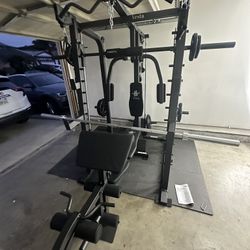 Vesta Fitness Smith Machine 2001 w/Bench Attachment | 230lb Bumpers Weights | 7ft Olympic Bar | Fitness | Gym Equipment | FREE DELIVERY🚚 