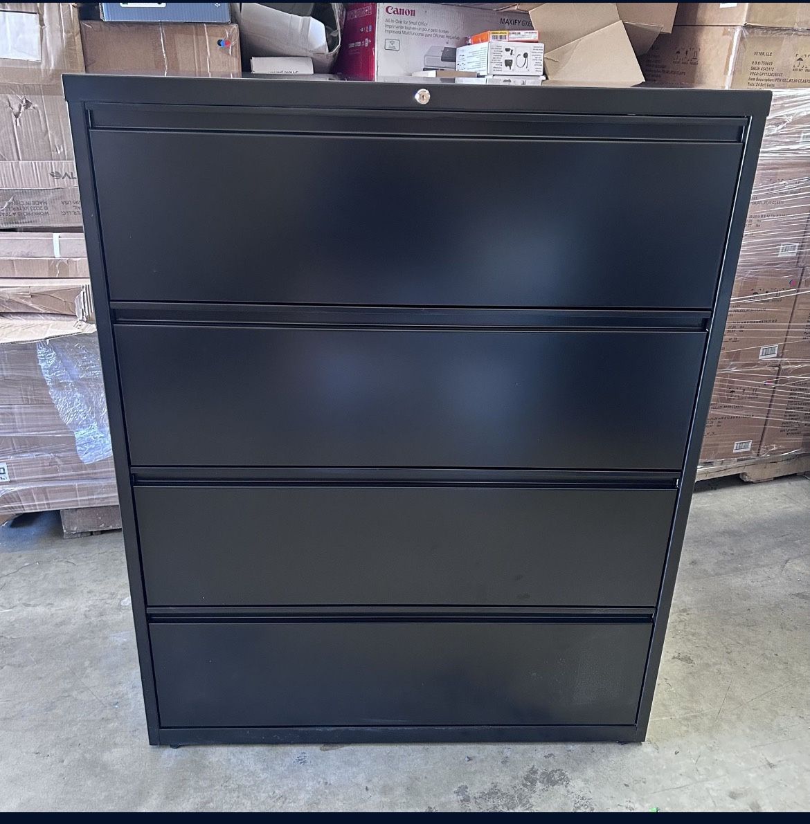 WorkPro® 42"W x 18-5/8"D Lateral 4-Drawer File Cabinet, Black