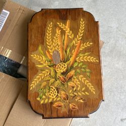 Vintage Handmade Hand Painted Wooden Cutting Board 