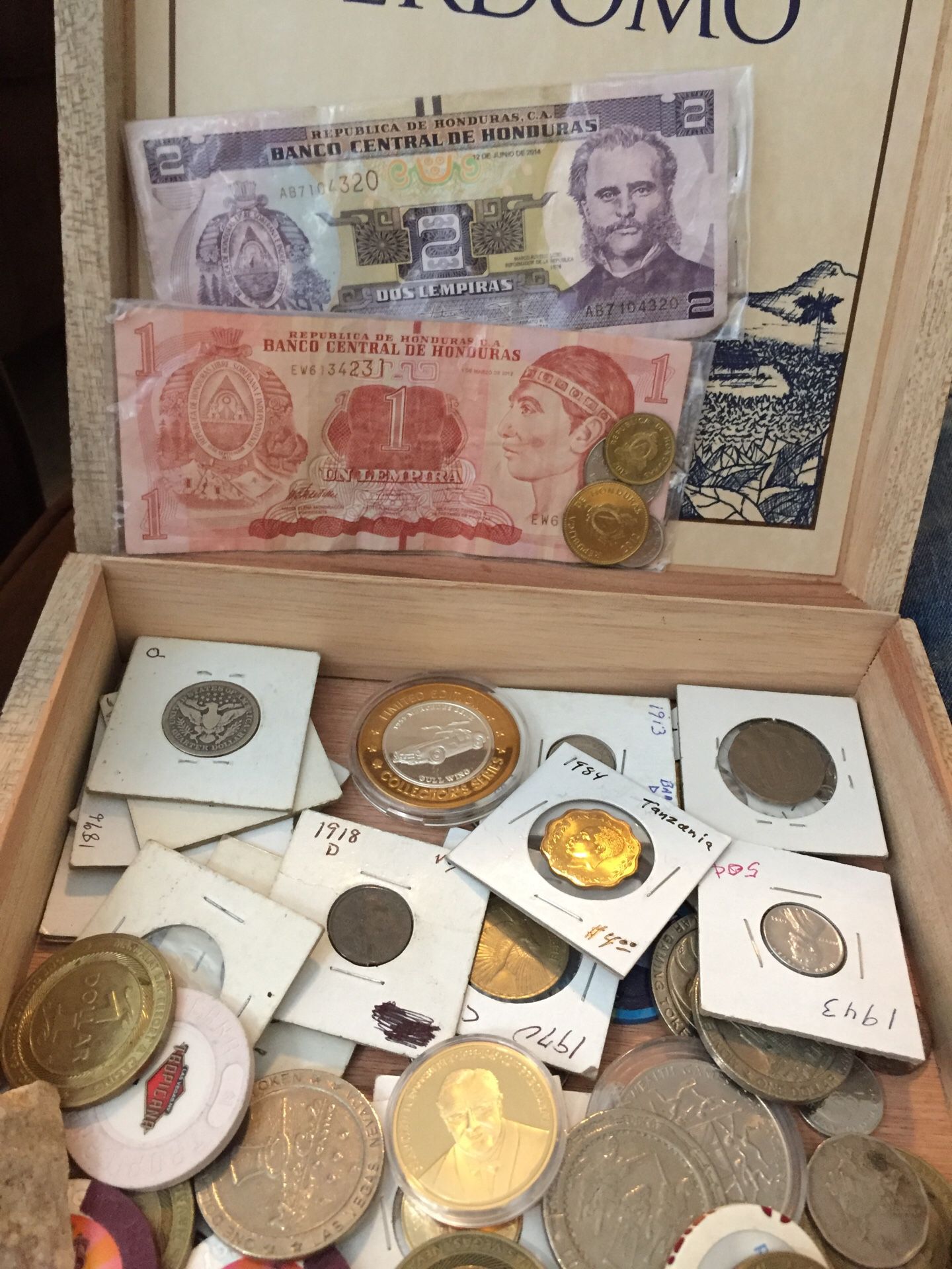 Assorted coins from various countries