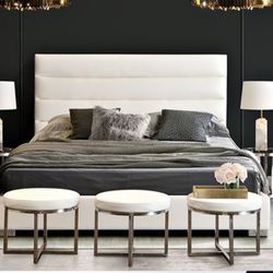 Bardot White Tufted Queen Bed Frame Only