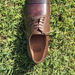 Italian Men's Leather Derby Shoes in Rich Coffee Brown
