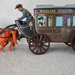 VINTAGE TOY TIN OVERLAND STAGE COACH