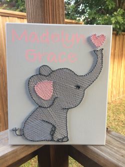 Handmade Baby Elephant string art