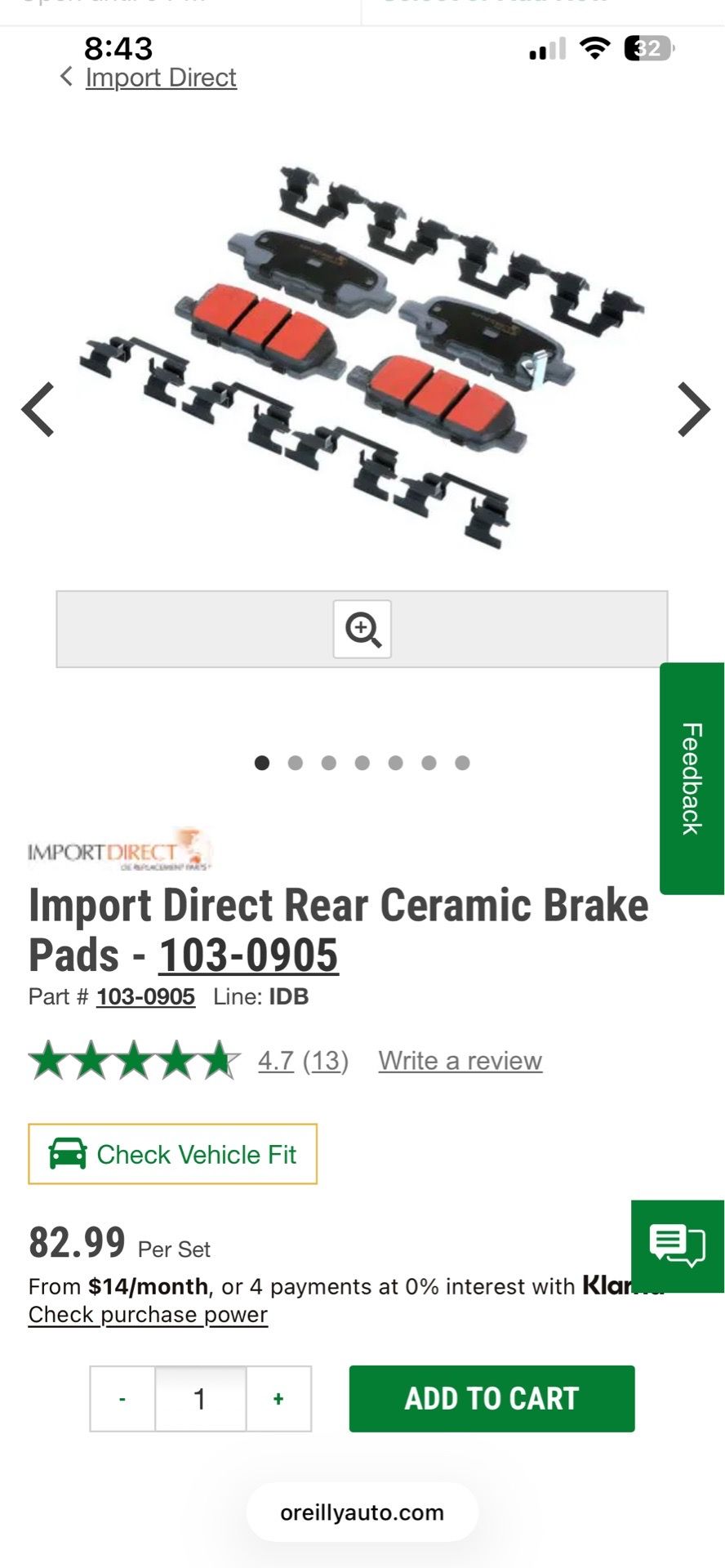 New Infiniti Suzuki Nissan Rear brake pad set
