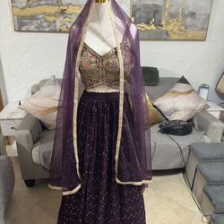 Festive Vibrant Lehenga Set -Wine Color