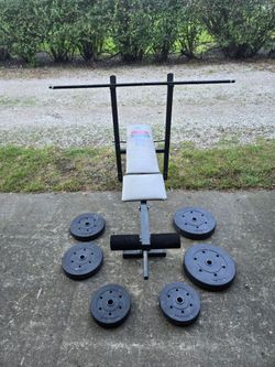 Small Bench Press with 5ft Bar and 100lb of Weights