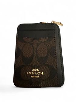 Dupe Brown/ Black Coach Zip Card Case