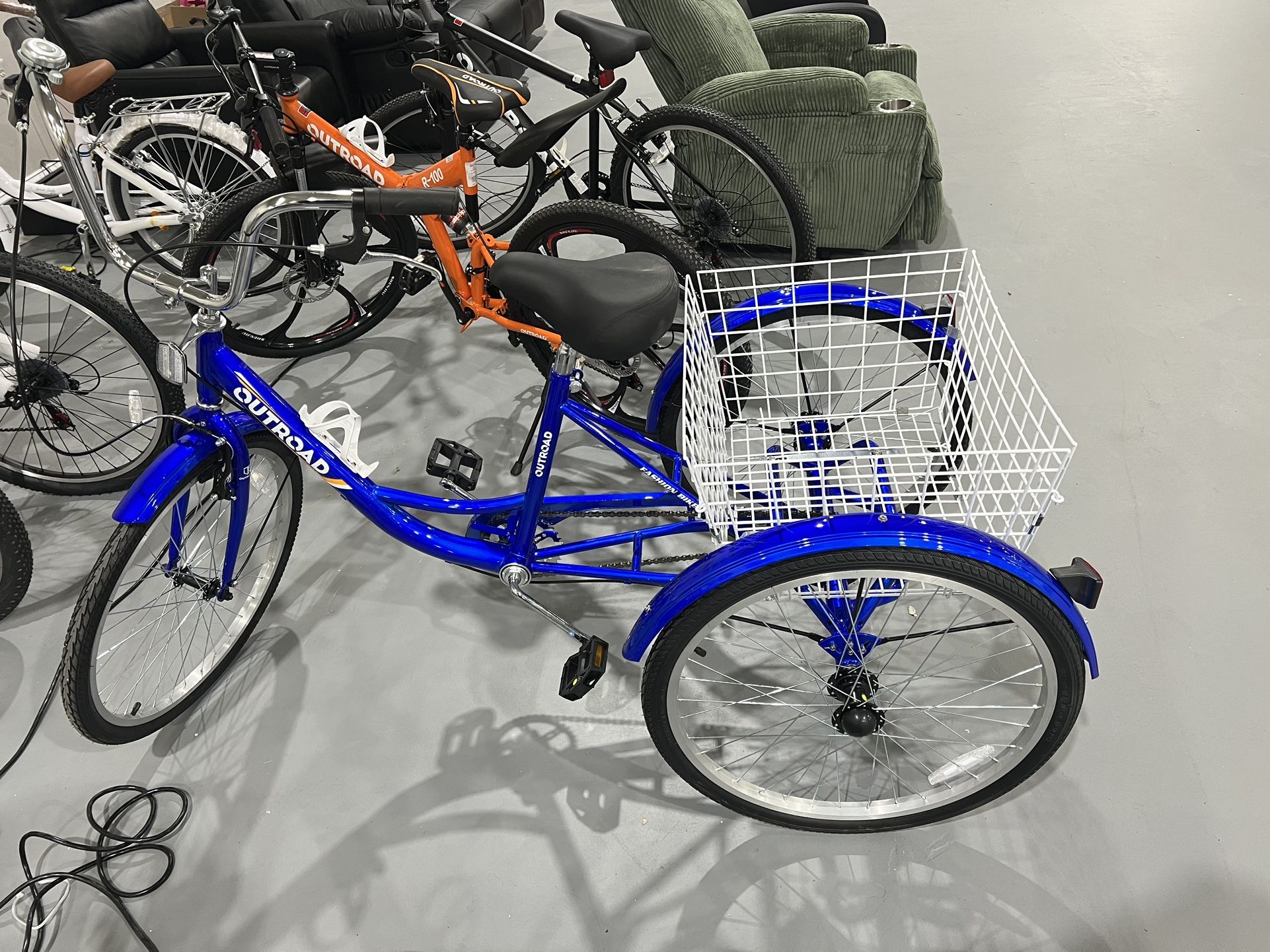 M-New Adult Tricycle, 24/26 inch 1/7 Speed Cruiser Trike, 3 Wheel Bikes with Large Basket for Seniors, Women, Men, Adult Trikes for Shopping Picnic Ou