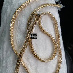 Brand new 18k Yellow Gold Filled Cuban Link Chain And Bracelet Set  