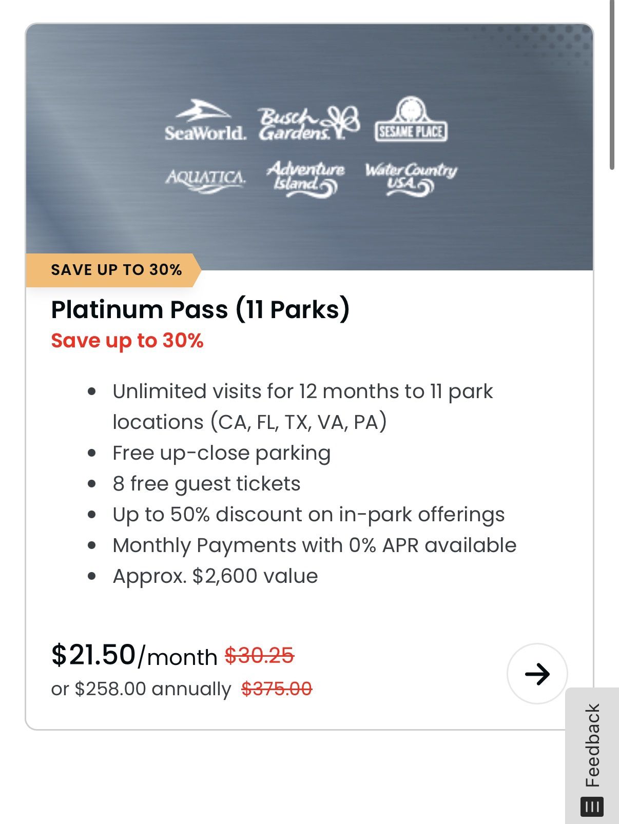 Seaworld Passes/Tickets