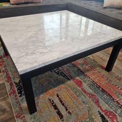 Crate and Barrel Parsons White Marble Top Square Coffee Table