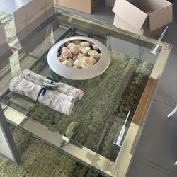 Chrome And Glass Coffee Table 43” Square