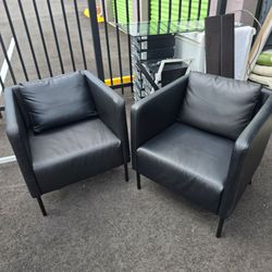 IKEA EKERÖ Faux Leather Accent Chair - Black (2chairs $80ea)